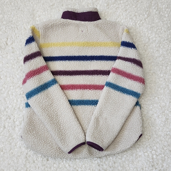 Colorful Striped Teddy Jacket Women’s Sz L Cozy Fall Spring Streetwear Outerwear - Picture 4 of 13